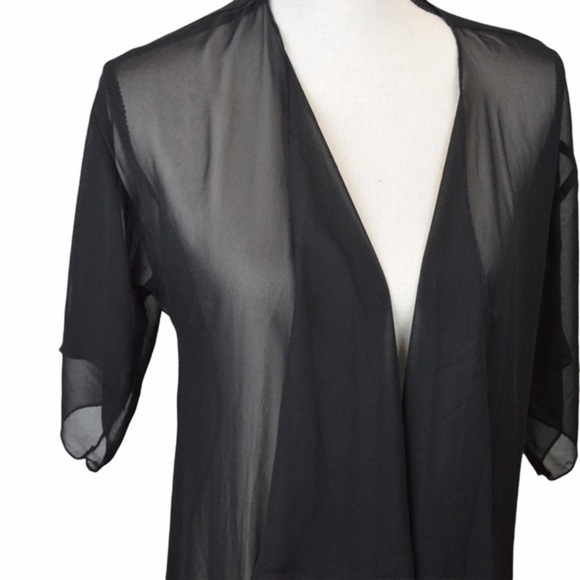 LuLaRoe Monroe Sheer Black Waterfall Fringe Hem Duster, Size Small - Picture 5 of 6